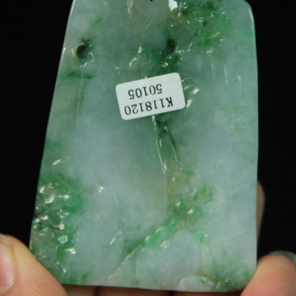 Certified Green 100% Natural A Jade jadeite Pendant landscape 山水 4838-0300 - Picture 7 of 10